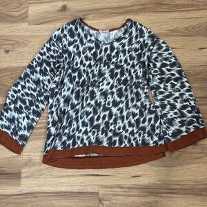 Ces Femme Leopard Print Blouse with Rust Accents